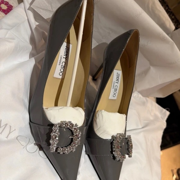 Jimmy Choo Shoes - Jimmy Choo Gray Patent Leather Heels